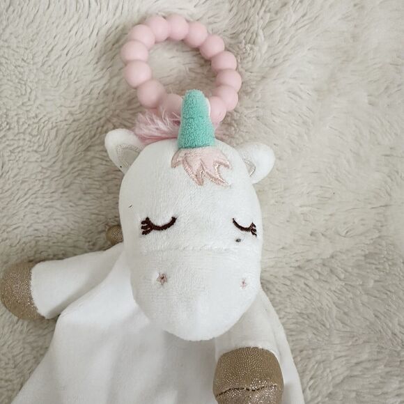Douglas Baby Lovey Unicorn Security Blanket Pegasus Plush Teether Knot Soother - Picture 2 of 6